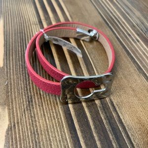 Red faux leather double bracelet
